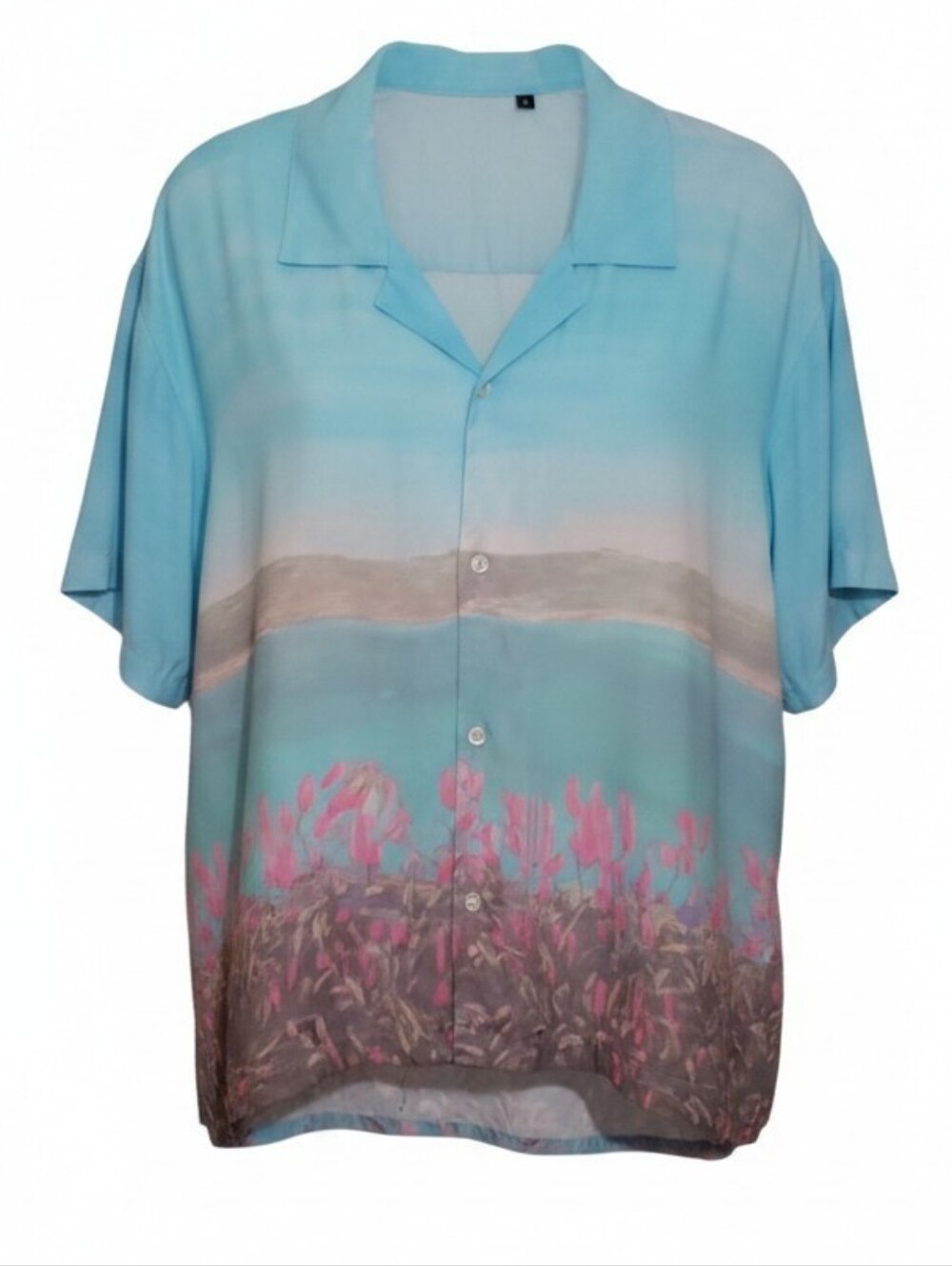 Original Use men's size XXL button diwn short sleeve camp shirt floral landscape